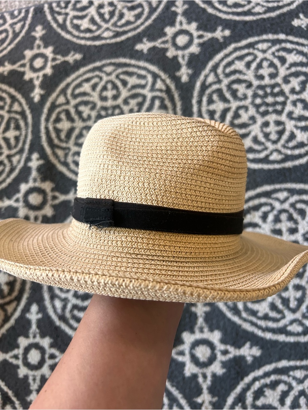 Men's Straw Sun Hat with Black Band